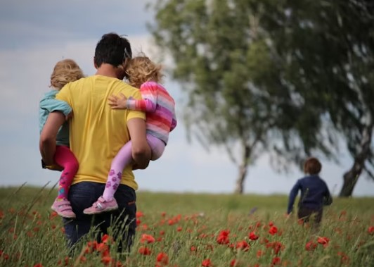 father and children