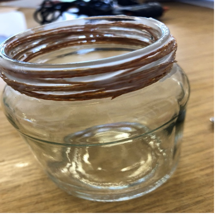 jar glued with twine